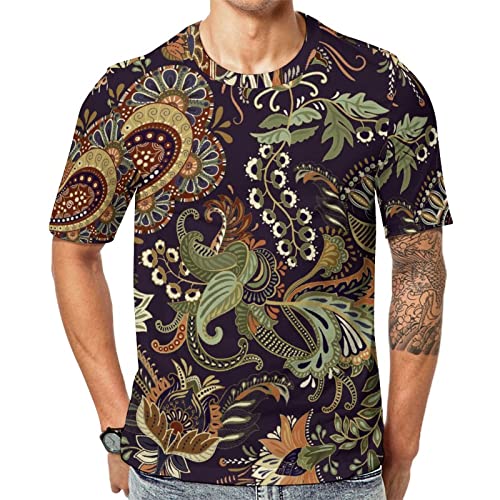 Herren-T-Shirt Paisley-Muster T-Shirt Mit Kurzen Ärmeln T-Shirt Mit Rundhalsausschnitt von Lurnise