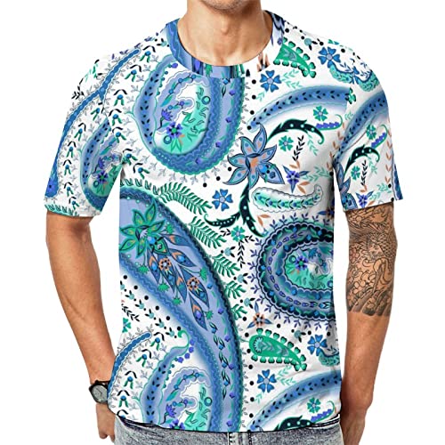 Herren-T-Shirt Paisley-Muster T-Shirt Mit Kurzen Ärmeln T-Shirt Mit Rundhalsausschnitt von Lurnise