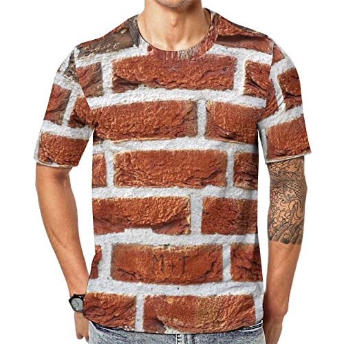Herren-T-Shirt Quadratische Backsteinmauer T-Shirt Mit Kurzen Ärmeln T-Shirt Mit Rundhalsausschnitt von Lurnise