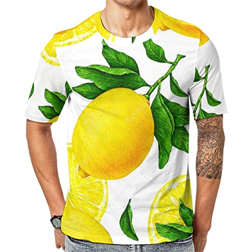 Herren-T-Shirt Zitrone Frucht T-Shirt Mit Kurzen Ärmeln T-Shirt Mit Rundhalsausschnitt von Lurnise