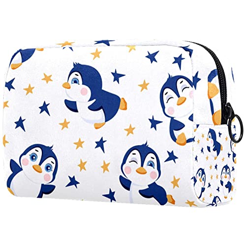 Kosmetikkoffer Cartoon Blauer Pinguin Weicher Reißverschlussbeutel Reisekosmetik-Organizer Für Frauen Und Mädchen von Lurnise