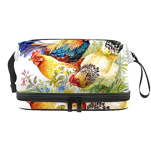 Kosmetiktasche Mit Reißverschluss Huhn Und Hahn Kosmetiktasche Tragbare Kosmetiktasche Reisekosmetik-Organizer Für Frauen von Lurnise