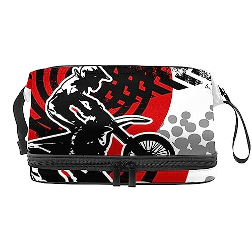 Kosmetiktasche Mit Reißverschluss Motocross Motorrad Kosmetiktasche Tragbare Kosmetiktasche Reisekosmetik-Organizer Für Frauen von Lurnise