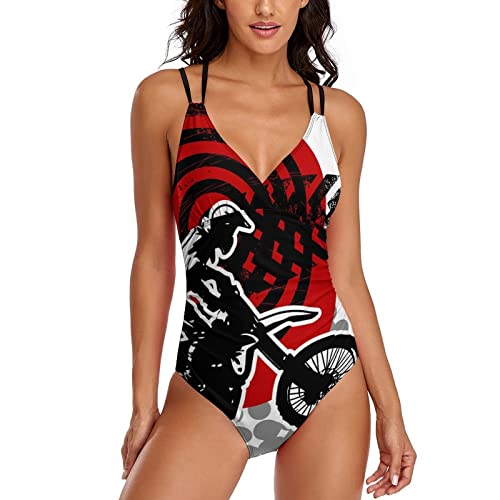 Lurnise Damen 1-Teilige Bikinis Motorrad Motocross Mode Badeanzüge Badeanzüge von Lurnise