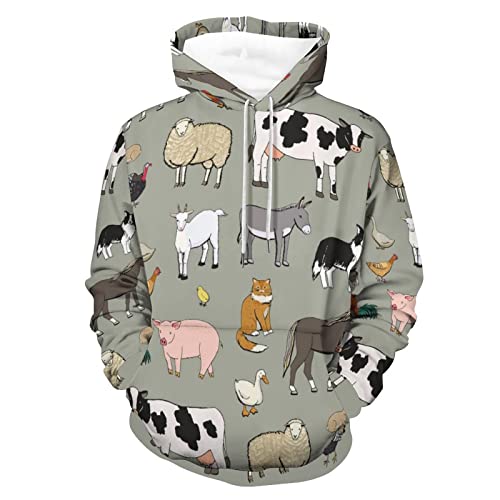 Lurnise Hoodie Für Erwachsene Bauernhof Tiere Sweatshirts Hoody Mit Tasche Für Herren Damen von Lurnise