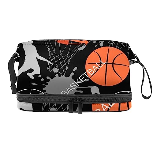 Makeup-Reisekoffer Basketball-Silhouette wasserdichte Reißverschlusstasche Reise-Kosmetik-Organizer Für Frauen von Lurnise