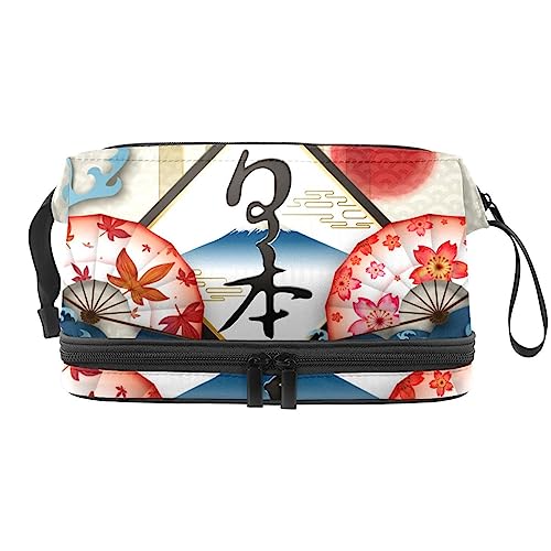 Makeup-Reisekoffer Japan Wellenmuster wasserdichte Reißverschlusstasche Reise-Kosmetik-Organizer Für Frauen von Lurnise