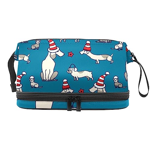 Makeup-Reisekoffer Weihnachten Hunde wasserdichte Reißverschlusstasche Reise-Kosmetik-Organizer Für Frauen von Lurnise