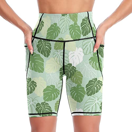Yogahose Monstera Verlässt Grünes Palmblatt-Muster Tights Damen Leggings Kurz von Lurnise