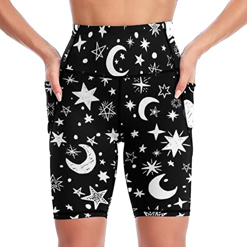 Yogahose Sterne-Mond-Galaxie Tights Damen Leggings Kurz von Lurnise