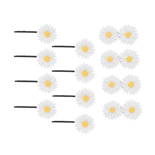 Lurrose Simulation Gänseblümchen Haarspangen Blume Frische Haarspangen Haarnadeln Haarbänder für Damen und Mädchen (8 Stück Haarspangen und 4 Stück Haarbänder) von Lurrose