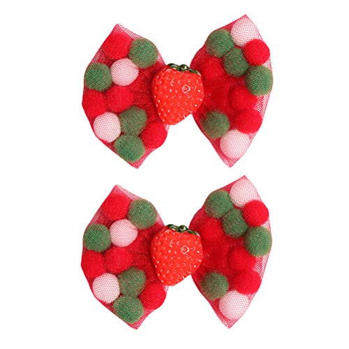 2 Stücke Erdbeer Design Haarspangen Baby Mädchen Haarspange Bowknot Mesh Haarnadeln Bunte Kopfschmuck Kopfbedeckungen für Mädchen Kinder von Lurrose