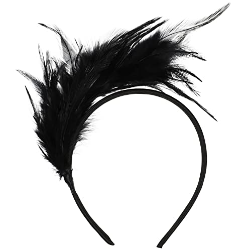 Fascinator Haarreif mit Federn aus Vinatge für Damen, -Party, Schwarz von Lurrose