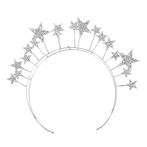 Stern Stirnband Strass Haarband Silber Sterne Stirnband Weihnachts Haarschmuck Valentinstag HalloweenMaskerade Haarbänder Glitzer Haarschmuck für Frauen und Mädchen von Lurrose