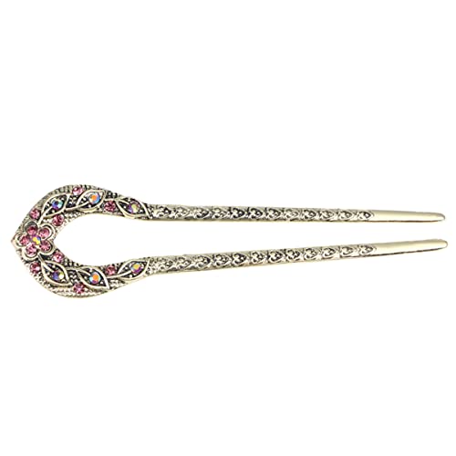 Haarspange aus Kristall Haar Essstäbchen japanisch Bronze Lesezeichen antike Haargabeln chinesische Haarstäbchen Haarspangen Haarklammer haarpin Haarnadel Muster Brötchen Violett von Lurrose