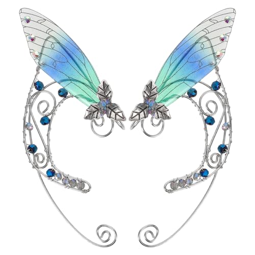 Lurrose 1 Paar Elfen-Ohrmanschetten: Nicht durchdringende Feenflügel-Ohrmanschetten für Frauen – Clip-On-Elfen-Ohrwickelschmuck für Halloween-Kostüm, Cosplay, Hochzeit von Lurrose