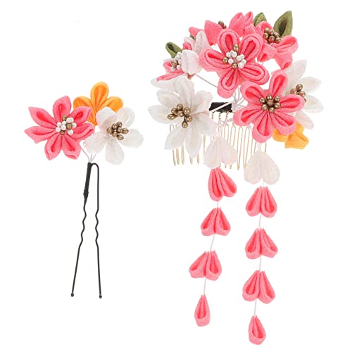 Lurrose 1 Satz Rattan Drapierende Haarnadel Frauen Haarnadel Kimono-blumen-haarspange Haarnadel Japanische Blumenhaarspangen Makeup Bürsten Haarstäbchen Zubehör Eisen Hängen Braut von Lurrose