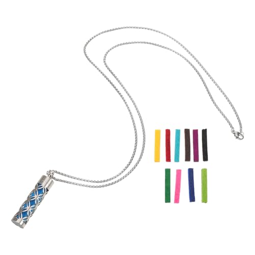 Lurrose 1 Set Diffusor-Halsketten für ätherische Öle für Frauen, Aromatherapie-Anhänger, Diffusor-Medaillon-Anhänger aus Edelstahl, Zylinder mit Pads, Aroma-Halsketten von Lurrose