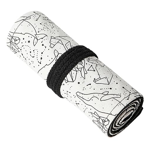 Lurrose 1 Stück 72 Constellation Pencil Roller Bag Stift-Organizer Farbige Bleistiftverpackung Federmäppchen Malerpinsel- -etui Rollstifthalter Handbuch Weiß Segeltuch Reisen Vorhang von Lurrose