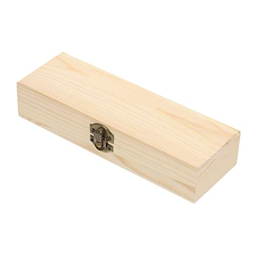 Lurrose Schreibwaren Box Aus Holz Länglicher Stiftbehälter Einfache Aufbewahrungsbox Praktischer Stifthalter Stiftecontainer Für Schreibtischorganisation von Lurrose