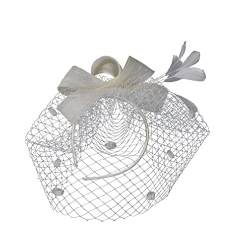 Lurrose 1stk Mesh-kopf- Hochzeitshüte Für Damen Bowknot Fascinator Hut Stirnband Haarschmuck 20er-jahre-kopfbedeckung Für Damen Tea-party-hut Für Damen Zylinder Krawatte Braut Feder von Lurrose