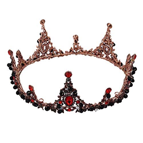 Lurrose 1 x Brautkrone im Barockstil, runde Krone für Hochzeitskleid, Zubehör (schwarz, rot). von Lurrose