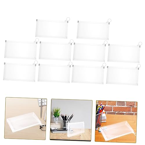 Lurrose 10 Stück Teiliges Große Transparente Dokumententaschen mit Reißverschluss Multifunktionale Schreibwaren und Aufbewahrungsbeutel für Stifte Kosmetikpinsel Kompakte Organizer für von Lurrose