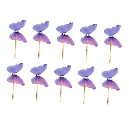 Lurrose 10st Schmetterlings-haarspange Haar Dekorativ Haarspangen Für Frauen Haarspange Für Mädchen Fee Haarspangen Niedliche Haaraccessoires Polyester Hochzeit Fräulein Seitenclip Violett von Lurrose