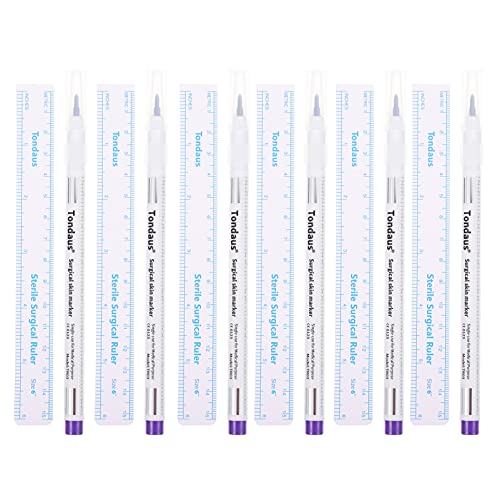 Lurrose 10 x Tattoo-Marker Stifte Tattoo Schablone Stift Wasserdicht Chirurgische Haut Marker mit Papier Lineal für Haut Augenbrauen Lippen von Lurrose