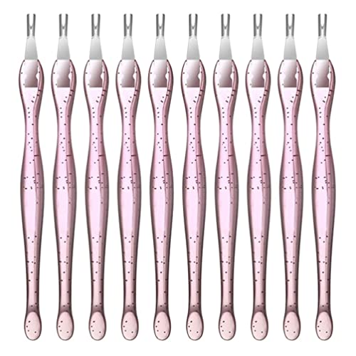 Lurrose Nagelset Maniküre 10pcs Edelstahl Nagel Kutikula Trimmer Remover Häutchen Pusher Nagel Doppel Kopf Tote Haut Haut Messer Entfernung Maniküre Werkzeug Für Frauen Rosa von Lurrose