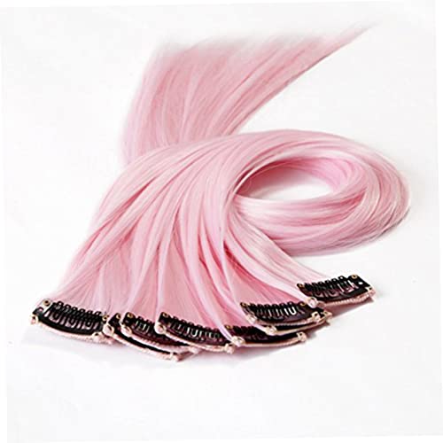 Lurrose 10st Haarteile Für Mädchen Clips Zur Haarverlängerung Highlight-clip in Haarverlängerungen Rosa Haarverlängerungen Glattes Haar Einclipsen Perücken Pferdeschwanz Damen Superlang von Lurrose