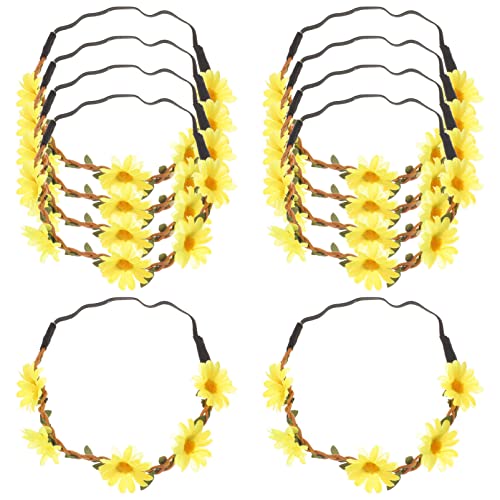 Lurrose 10 Stück Sonnenblumen-Stirnband Simulation Gänseblümchen Blumenmädchen-Kopfbedeckung Haargummis Für Frauen Braut-Stirnband Blumenmädchen-Haarschmuck Stirnbänder Für Kinder von Lurrose