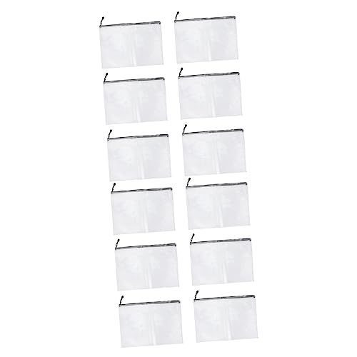 Lurrose 12 STK Grid Aktentasche Aufbewahrungstaschen mit Reißverschluss Federmäppchen Bürobedarf aufbewahrungssack Storage Pockets Schreibwarentasche für Studenten Stift-Organizer PVC Weiß von Lurrose
