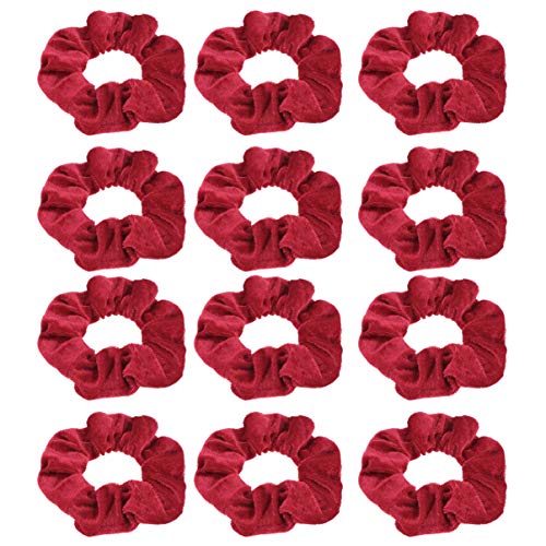 Lurrose 12 Stück Rot Scrunchies Haargummis, Krawatten Uni-Farbe Haarclip Haarschwanz für Damen von Lurrose