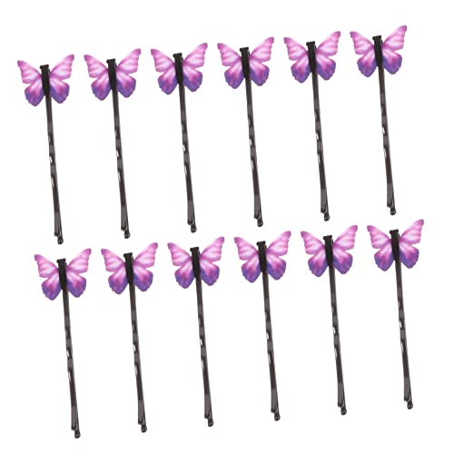 Lurrose 12st Schmetterlings-haarspange Perlen Für Haare Lila Haare Brautkopfschmuck Für Die Hochzeit Schmetterlinge Haarnadel Bobby Zinklegierung Traum Violett Lila Schmetterling Mädchen von Lurrose