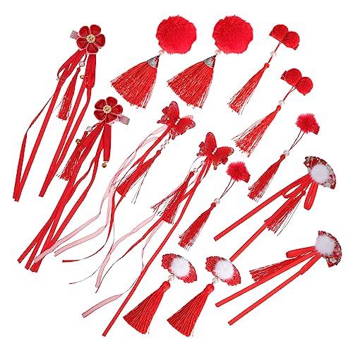 Lurrose 14 Paare Haarnadel Des Neuen Jahres Haarspange Mit Quaste Haarspangen Für Kinder Qipao-haarspange Haarspange Im Chinesischen Stil Cheongsam Haarschmuck Stoff China Fräulein Mädchen von Lurrose