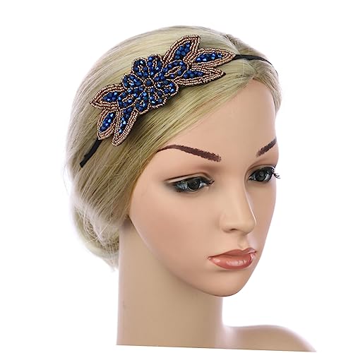 Lurrose Perlenbesetztes Kopfschmuckband Alte Haarbänder Vintage Perlen Haarreifen Retro-blumenblatt-stirnband Haarband Mit Strassperlen Antikes Stirnband Gatsby Fräulein Große von Lurrose