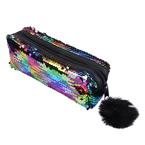 Lurrose 1stk Federmäppchen Mit Pailletten Make-up Federmäppchen Kosmetiktäschchen Mit Pailletten Glitzer Geldbörse Für Kinder Kosmetiktasche Polyester Makeup Tasche Fräulein Reißverschluss von Lurrose