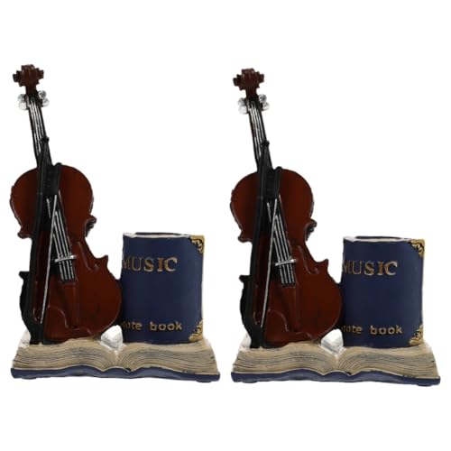 Lurrose 2 STK Stifthalter Für Violine Aufbewahrungseimer Für Stifte Dekorativer Stifthalter Vintage Geigenfigur Violine-Statue-skulptur Tischdecke Schreibtisch Miniatur Büro Harz von Lurrose