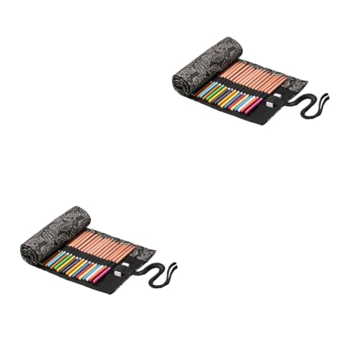 Lurrose 2 Stücke 48 Große Kapazität Reise Zeichnung Färbung Bleistift Rolle Organizer Bleistift Lagerung Organizer Roll up Fall von Lurrose