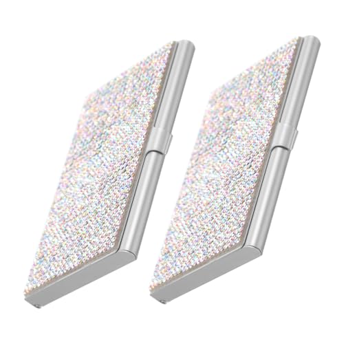 Lurrose 2 Stück Aluminiumlegierung Metall Visitenkartenhalter Robuster Business Card Organizer Kompakte Kartenbox für Büro Reise Tasche Praktischer Kartenhalter für Männer Damen von Lurrose
