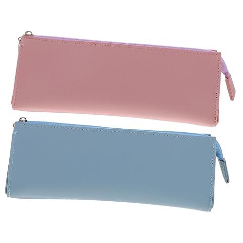 Lurrose 2 Stück Bleistiftbeutel Aus Pu-Leder Für Studenten Bleistifthalter Schreibwaren-Aufbewahrungstasche Minimalistische Make-up-Tasche Silberfarben von Lurrose