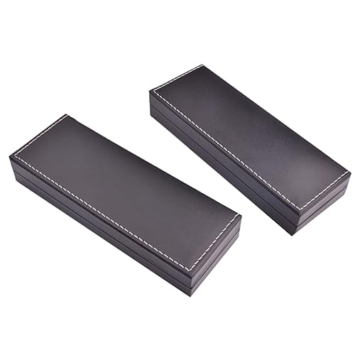 Lurrose 2 Stück PU Leder Stiftbox Tragbare Schreibwaren Aufbewahrungsbox für Geschäftspartner Schwarz und Langlebig von Lurrose