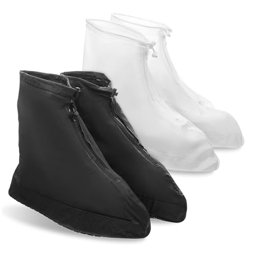 Lurrose 2 Stück wasserdichte Überschuhe XXL mit Rutschfester Sohle Weit Geschnittene Regenschutz Schuhüberzüge für Damen und Herren Leichte Outdoor Schuhschützer für Radfahren Camping bei von Lurrose