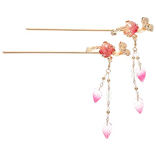 Lurrose 2 Stücke Chinesischer Haarstab Braut Perlen Haarnadel Japanische Haarstäbchen Blumen Haar Essstäbchen Haarspange Haarstock mit Quaste Retro Haarschmuck Pin für Damen Mädchen Geschenk von Lurrose