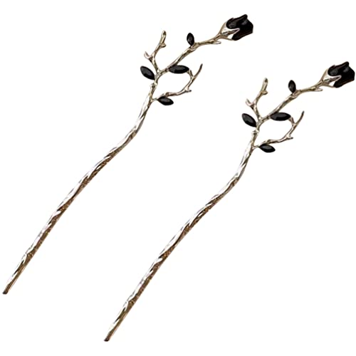 Lurrose 2 Stücke Metall Haarstab Vintage Blumen Haarstäbchen Chinesischer Haar Sticks Haarnadel Retro Haarstock Haarstift Haarschmuck Kopfschmuck für Mädchen Frauen DIY Haar Zubehör Geschenk von Lurrose