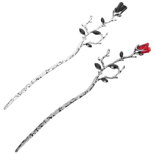 Lurrose 2 Stücke Metall Haarstab Vintage Blumen Haarstäbchen Chinesischer Haar Sticks Haarnadel Retro Haarstock Haarstift Haarschmuck Kopfschmuck für Mädchen Frauen DIY Haar Zubehör Geschenk von Lurrose