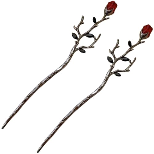 Lurrose 2 Stücke Metall Haarstab Vintage Blumen Haarstäbchen Chinesischer Haar Sticks Haarnadel Retro Haarstock Haarstift Haarschmuck Kopfschmuck für Mädchen Frauen DIY Haar Zubehör von Lurrose