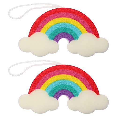 Lurrose 2 x Regenbogen-Babyduschschwamm, Schrubber für Bad, Kinder, Badebürste, Peeling-Schwamm, Duschbürsten, Baby-Bad-Ball von Lurrose
