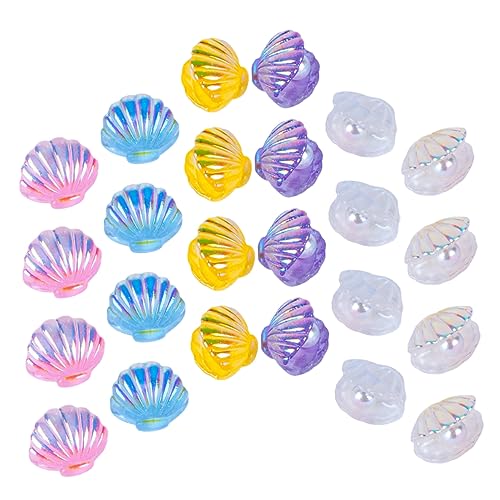 Lurrose 24St Open-Shell-Zubehör Charm-Halskette Schmuckhalskette Haarschmuck Schmucktablett Ohrringe kopfschmuck zubehör selber machen Muscheldekor öffnen Stirnband Bastelbedarf schmücken von Lurrose